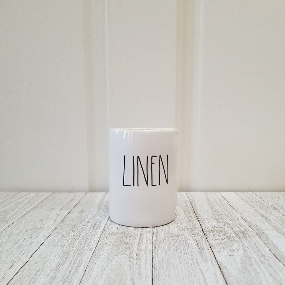 Rae Dunn LINEN White Ceramic Candle 7.7 oz